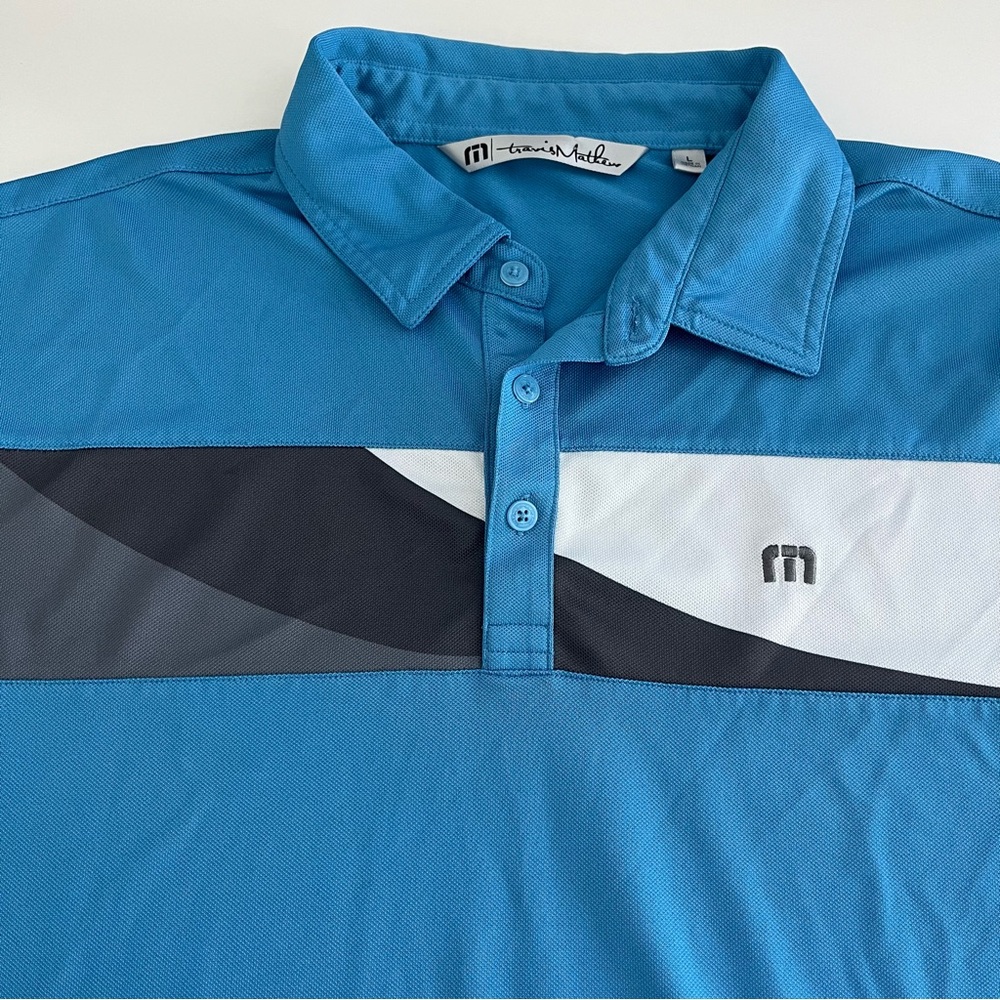 Travis Mathew Men’s Blue Gray Short Sleeve Golf‎ Polo Large